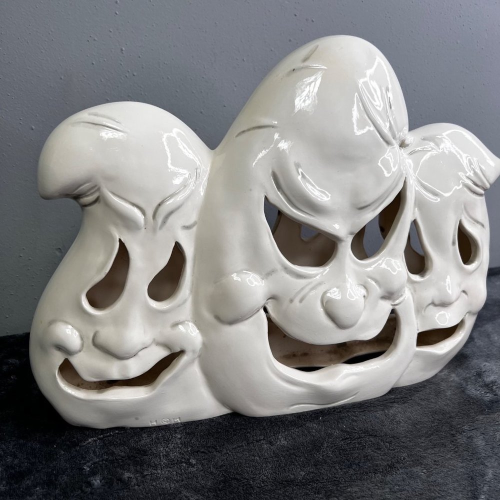 Vintage Halloween Ghost Lighted Decoration Holland Mold Trio Ceramic Figurine - Picture 8 of 15